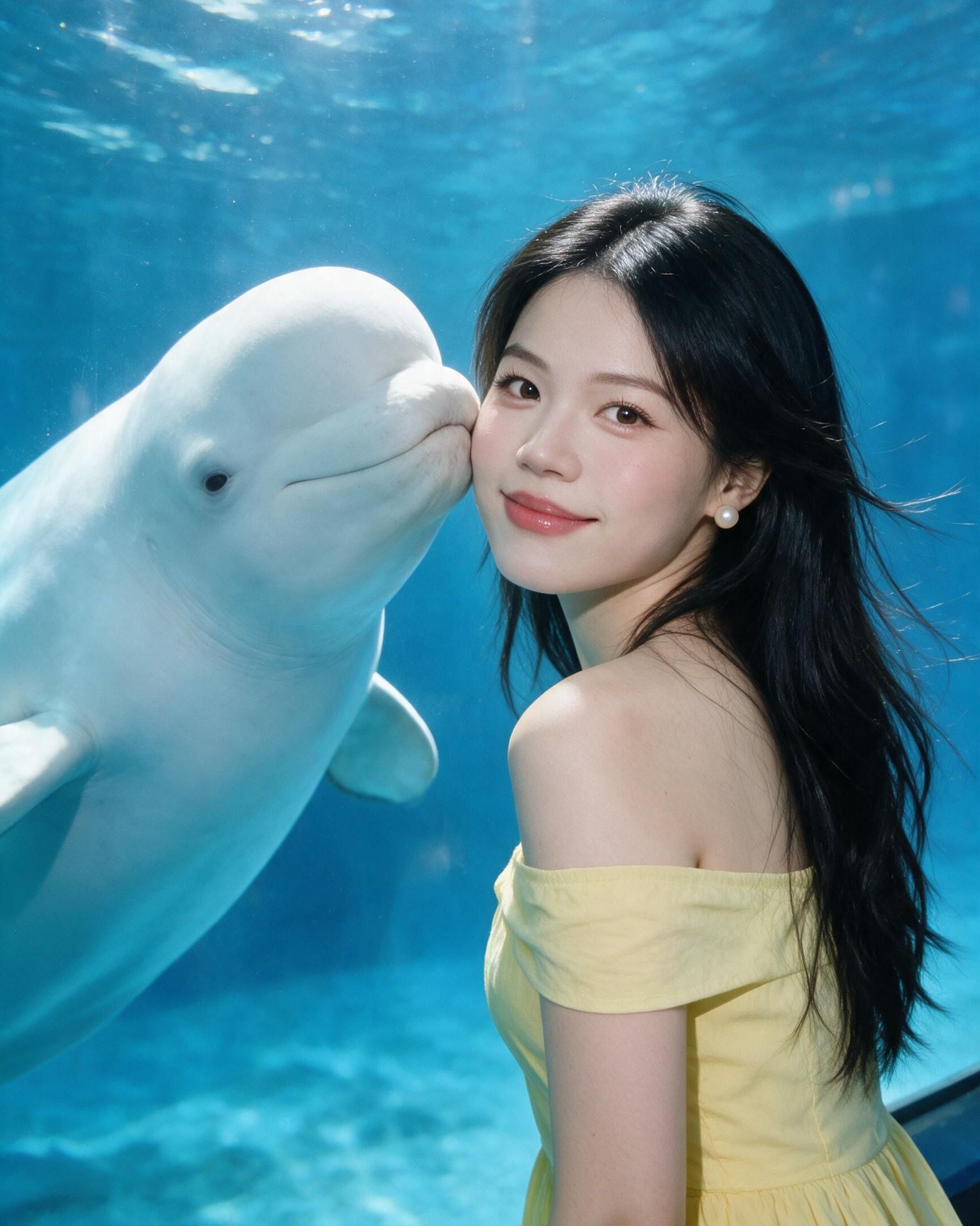 个人写真模板：海洋馆白鲸少女
